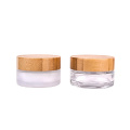 40g Empty Frosted Glass Cosmetic Jar with Environmental Bamboo Lid and PP Liner